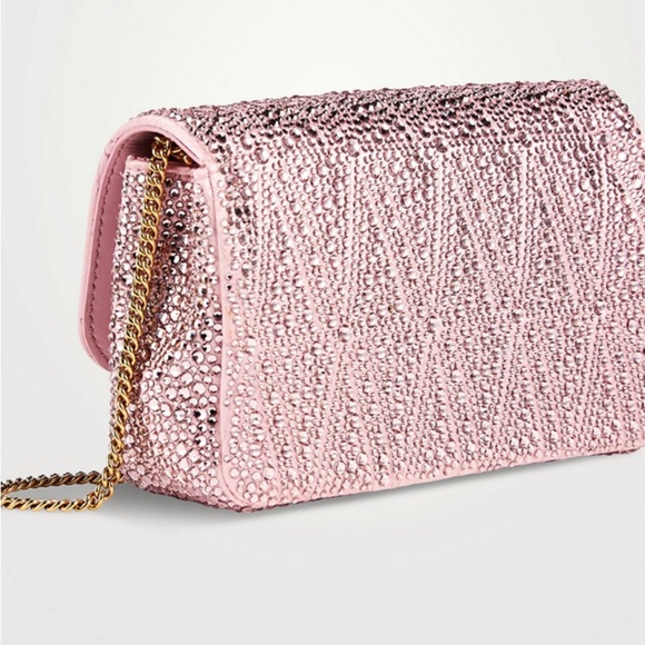 New Authentic VERSACE Mini Virtus Crystal-Embellished Satin Crossbody Bag - Picture 2 of 11